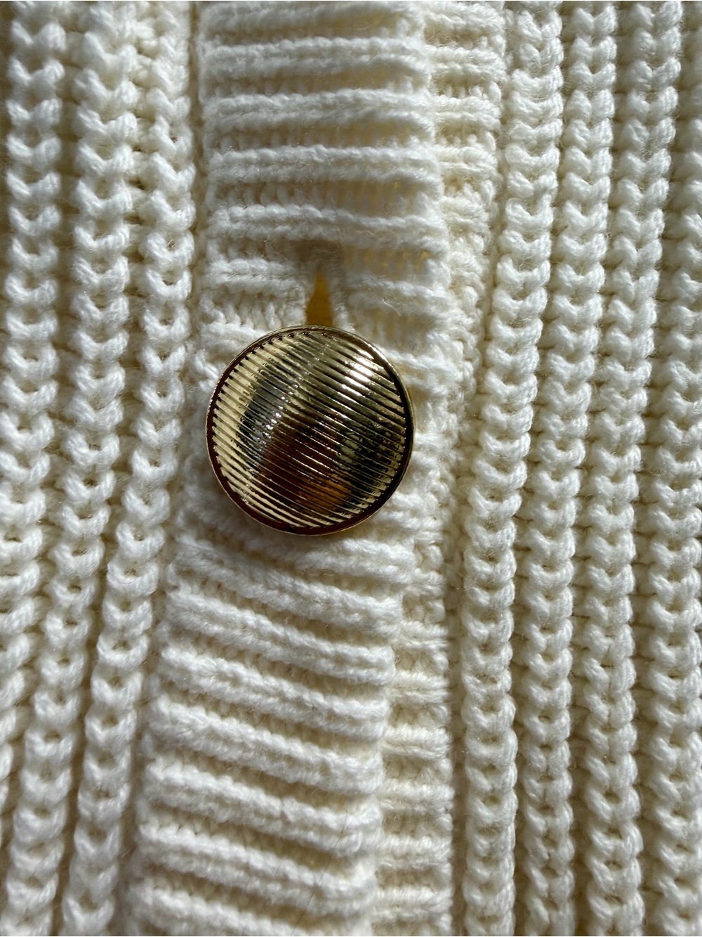 H&M Cream Ribbed Button-Front Men's Cardigan - Picture 5 of 5